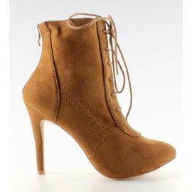 Čipkaste visoke potpetice H254 Camel smeđa višebojan