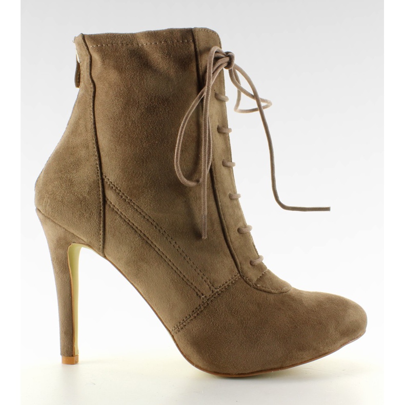 Čipkaste visoke potpetice H254 Khaki kaki