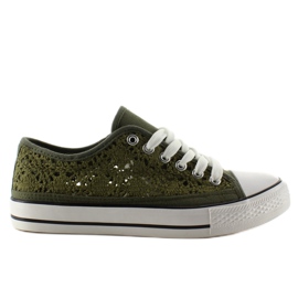 Čipkaste ženske tenisice NB89P Green zelena