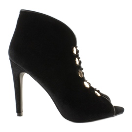 Baršunaste cipele otvorenih prstiju 1129 crne crna