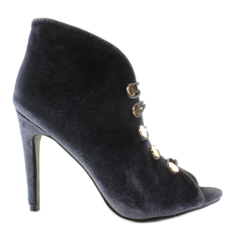 Baršunaste pumpice otvorenih prstiju 1129 D. Siva