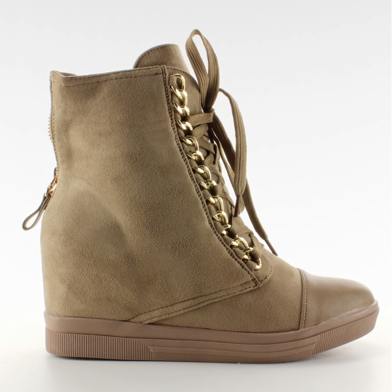 Suede tenisice s lancem Camel smeđa