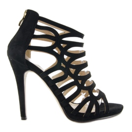 Sandale čizme na visokoj peti SY19 crne crna