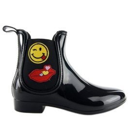 Ženske galoše s lakiranim upisima D37 crne crno