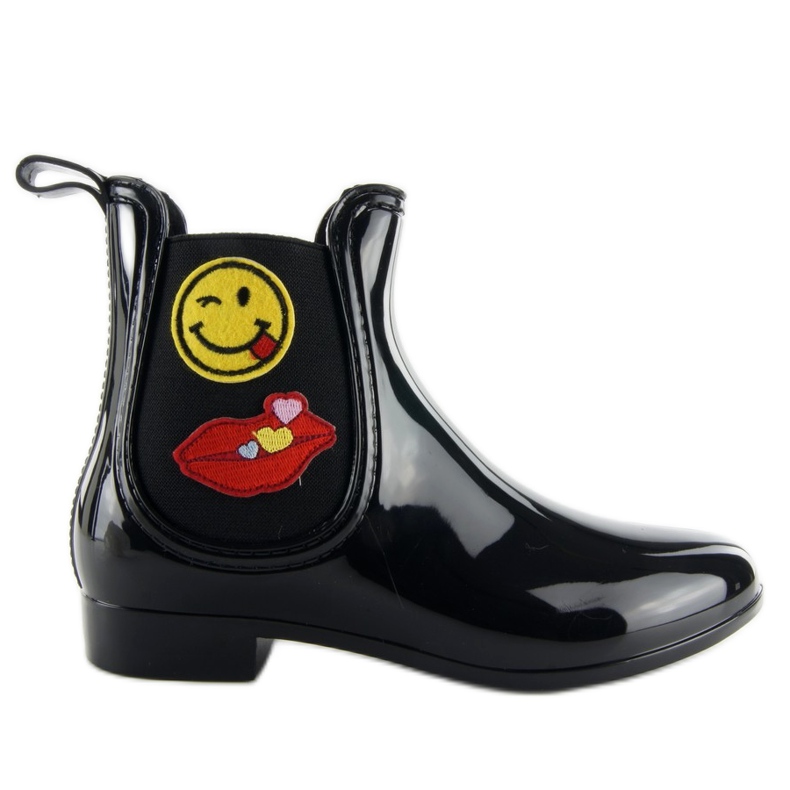 Ženske galoše s lakiranim upisima D37 crne crno