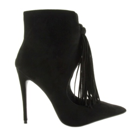 Otvorene čizme s resama 5035 Crna