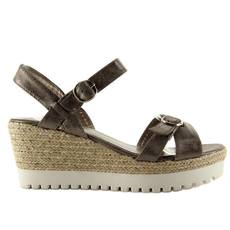 Metalik espadrile plomo sandale siva