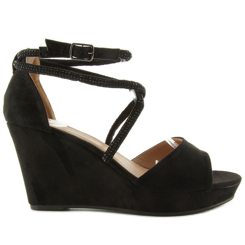 Sandale na klin F162 crne crno