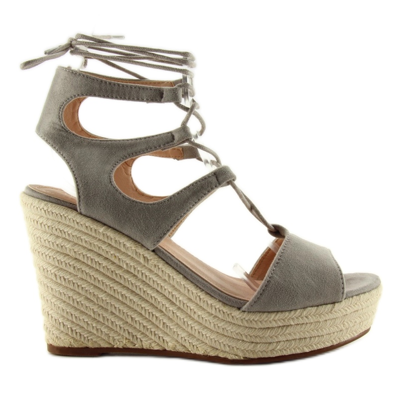 Sandale espadrile vezane SL71 sive siva