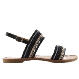Sandale s ukrašenim trakama CL61 crne crna