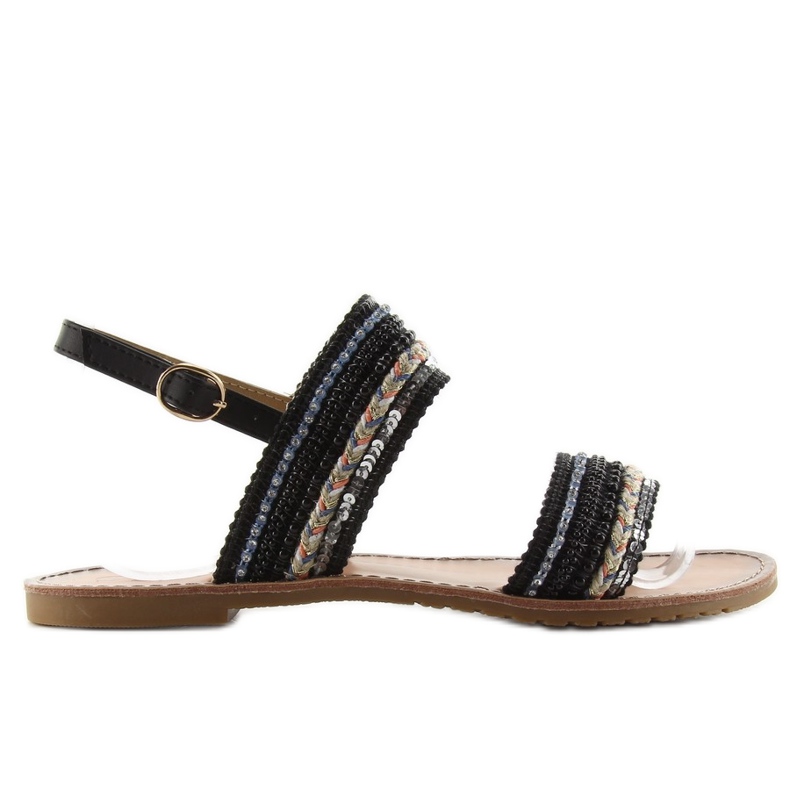 Sandale s ukrašenim trakama CL61 crne crno