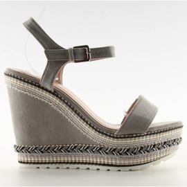 Prekrasne sandale na klin LL-56 sive siva