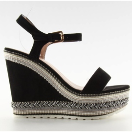 Prekrasne sandale na klinaste potpetice LL-56 crne crna