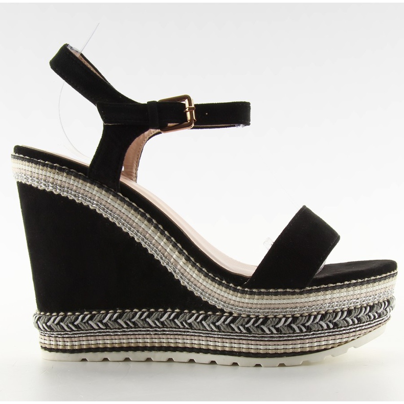 Prekrasne sandale na klinaste potpetice LL-56 crne crno