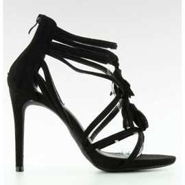 Sandale na igle s crnim resicama crna