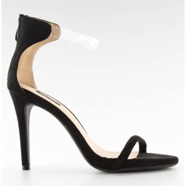 Sandale na visokoj peti s prozirnim remenom 5075 Crna