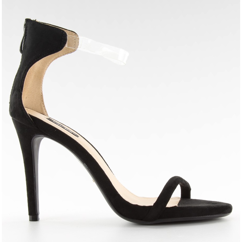 Sandale na visokoj peti s prozirnim remenom 5075 Crna crno