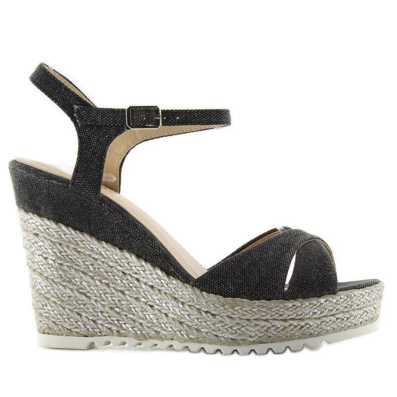 Platnene sandale na klin TS-8 crne crno