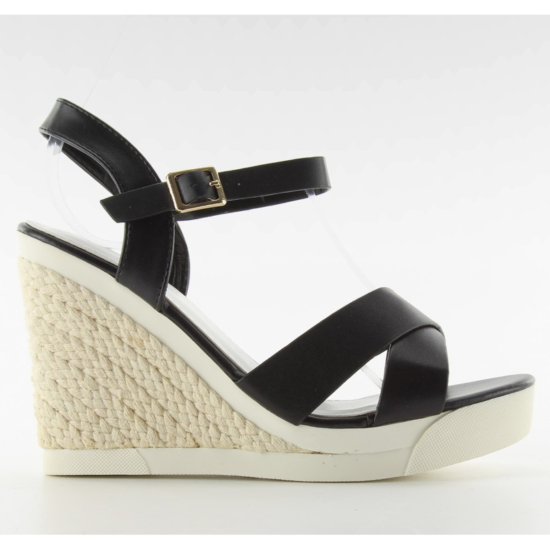 Sandale na klinima sportska potplat crna crno