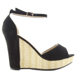 Sandale na unikatnom klin 028 crne crna