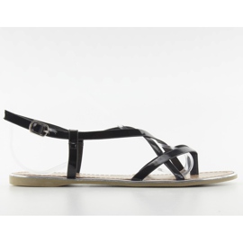 Sandale sa srebrnim obrubom h161 crne crna