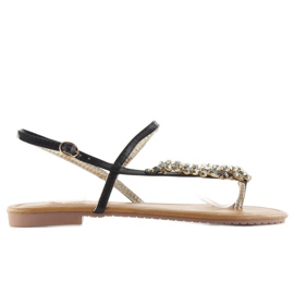 Elegantne sandale s crnim kamenjem jh33 crna