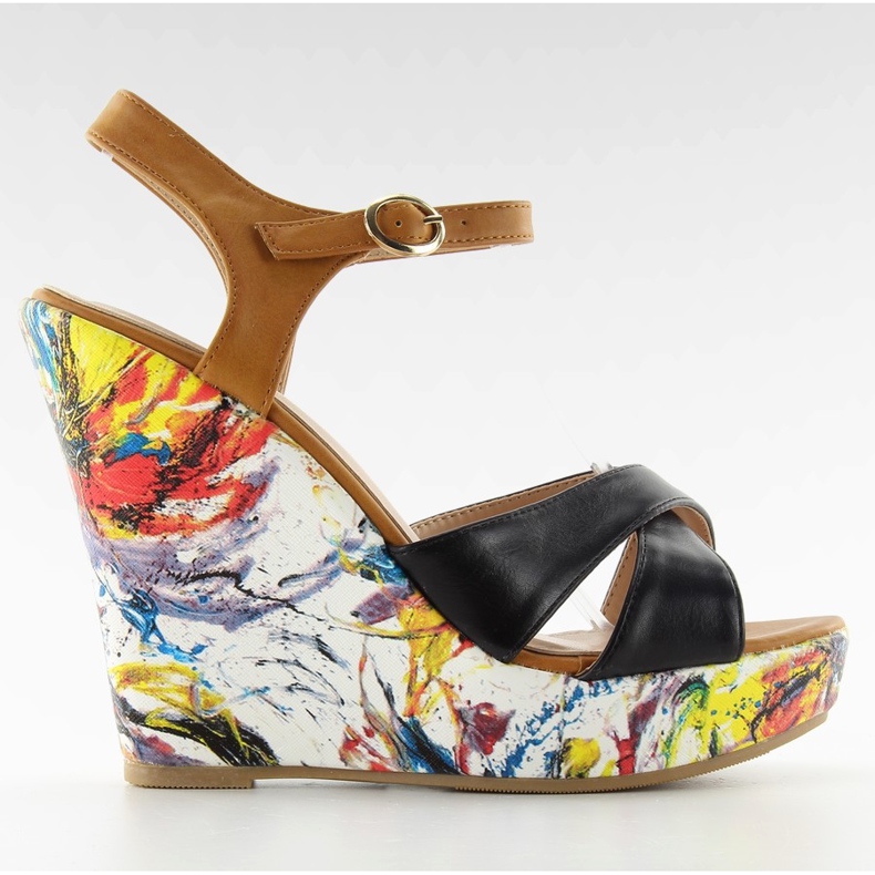 Sandale na obojanom klinu LM-521 crne boje crno smeđa