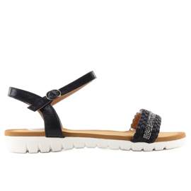 Crne sandale s metalik sjajem crno