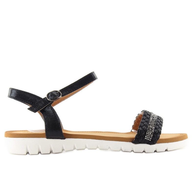 Crne sandale s metalik sjajem crno