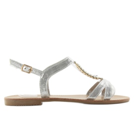 Sandale s ukrasnim srebrnim kamenčićima siva