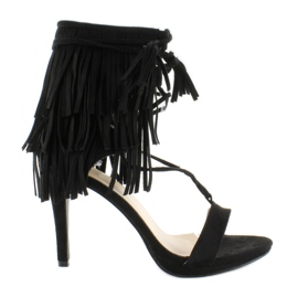 Sandale na visoku petu s resama 8125 Crna