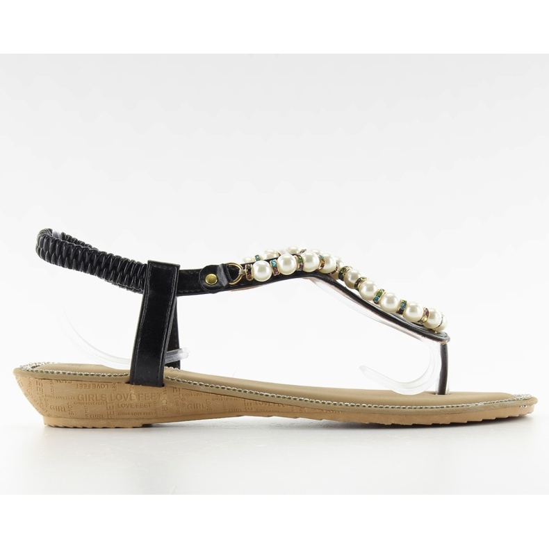 Sandale s biserima 2017-25 Crna crno