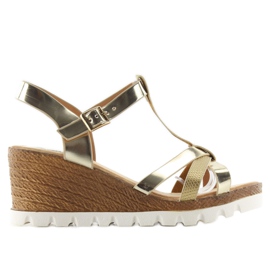 Sandale na klin FD-76 zlato zlatni
