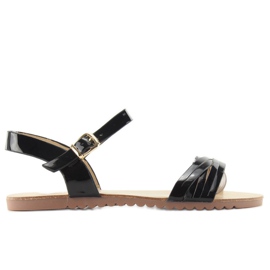 Sandale sa sjajnim trakama H8-72 crna