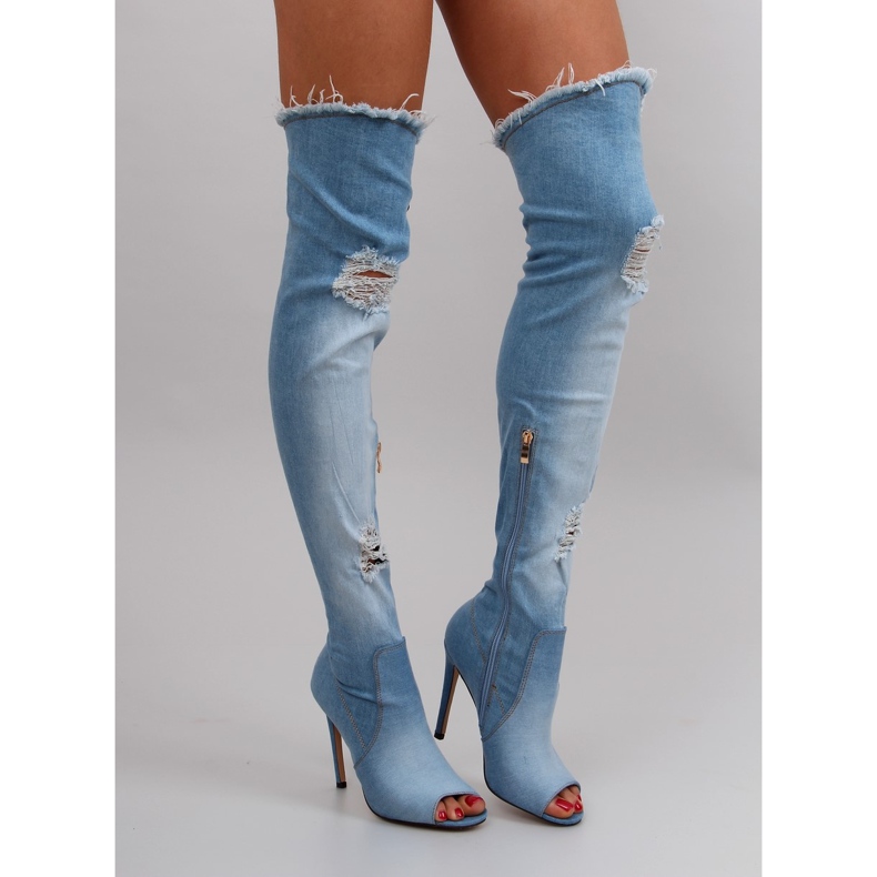 Denim bedra s plavim rupama plava