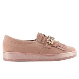 Sliponi na bisernom potplatu t277p Pink ružičasta