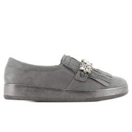 Sliponi na bisernom potplatu t277p Sivi siva