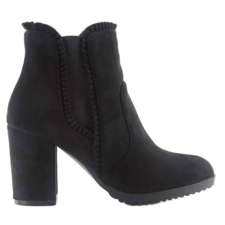 Čizme s visokom petom s volanom m269p Crne crno