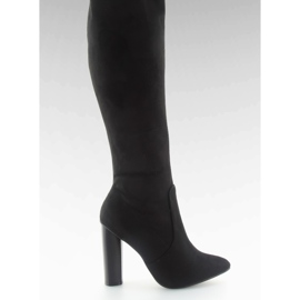 Ženske čizme do bedara s bademastim prstima crna