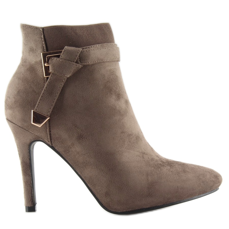 Čizme na smeđoj visokoj peti F74 smeđa