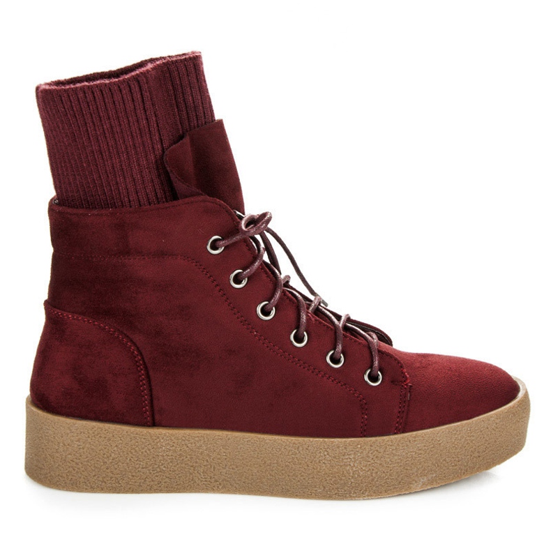 Ideal Shoes Maroon Creepers čizme crvena