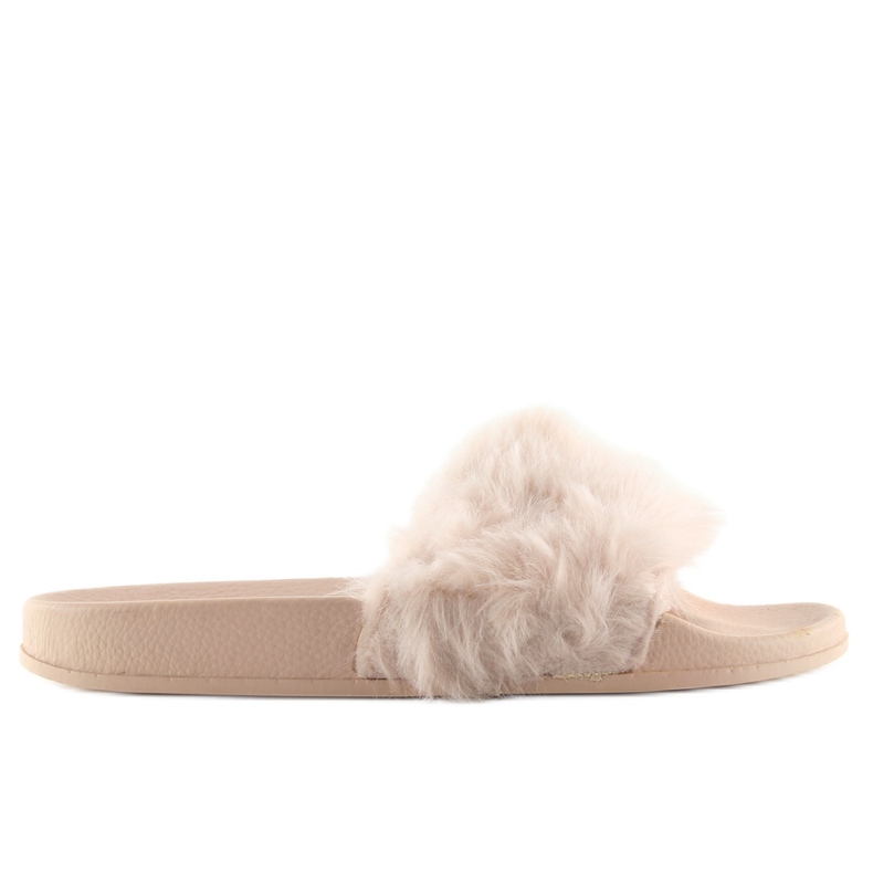 Bež 58-6 nude papuče s krznom