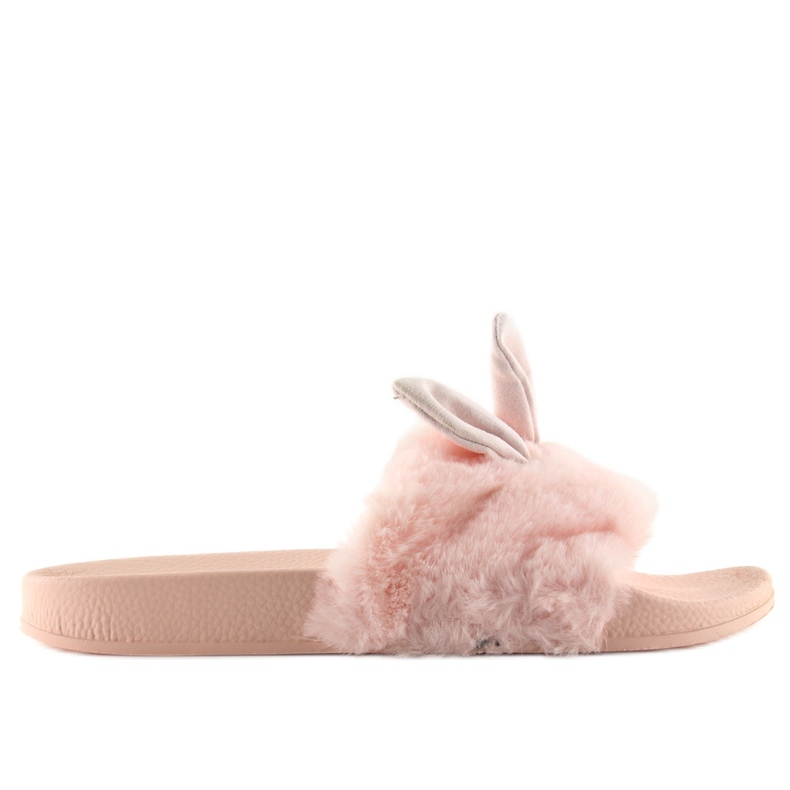 Papuče s krznom i ružičastim oštećenjem 58-21 ružičasta