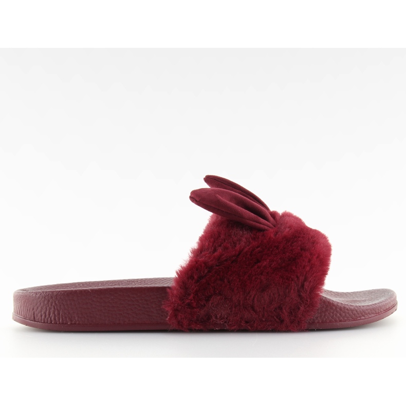 Papuče s krznom i kestenjastim ušima crvenim crvena
