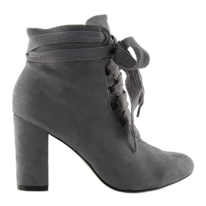 Sive čizme na vezanje na visokoj peti Bs083 siva