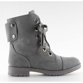 Sive radne čizme s vezanjem 8901 sive siva