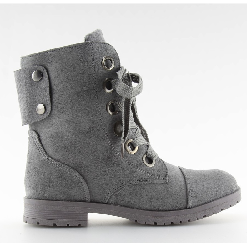 Sive radne čizme s vezanjem 8901 sive siva