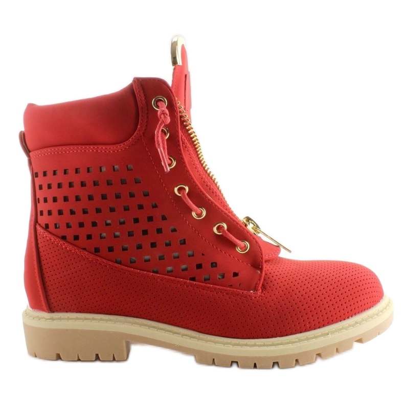 Ažur balmane, zlatni patentni zatvarač, crvena R103 Crvena