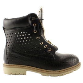 Ažur balmane, zlatni patentni zatvarač, crna R103 Crna