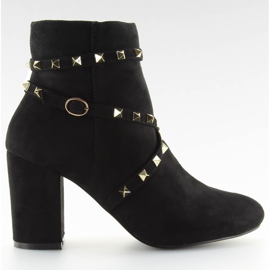 Čizme na visoku petu s crnim čepima F-3627 crna